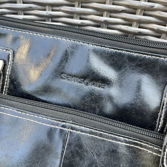 SAMSONITE White Stitch Vegan Leather Laptop Work Tote Travel Bag- Up To 17.5” - Picture 3 of 10